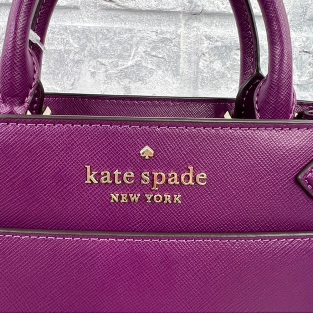 Kate Spade Staci Plum Pie Small Satchel Crossbody & Large Slim Bifold Wallet - Picture 3 of 16